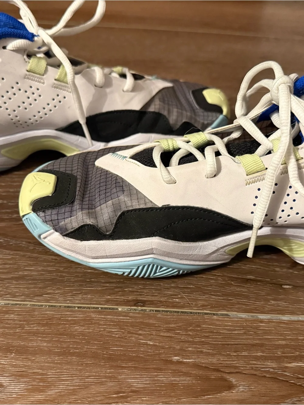 Jordan Men’s Sneakers in Gray, White & Light Blue with Yellow Accents